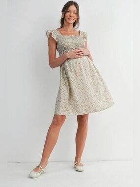 Hello Miz “Savannah” smocked front flowy dress (maternity)
